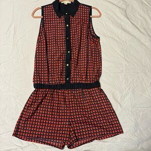Michael Kors red and blue romper with gold buttons size medium